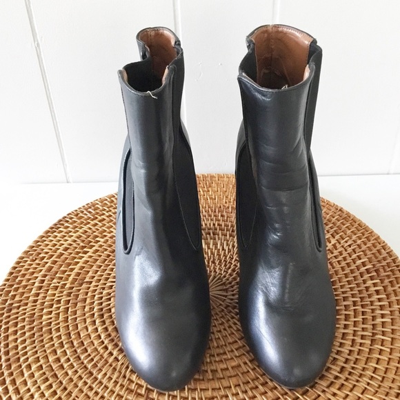 Zara Heeled Black Booties Leather Women’s Size 40 9 - Picture 2 of 5